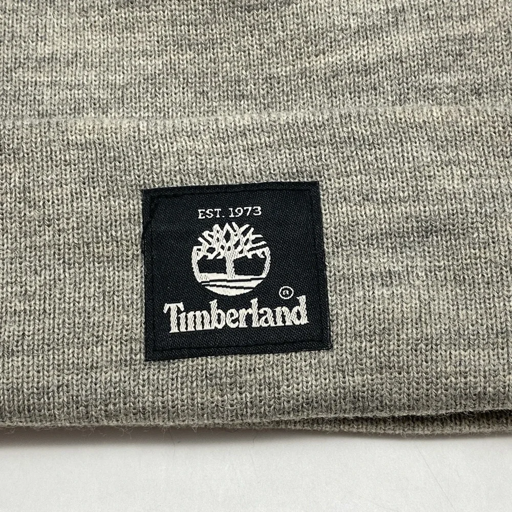 New Timberland Gray‎ Cuffed Knit Beanie Ski Snowboard Hat Outdoor Hiking Cap NWT